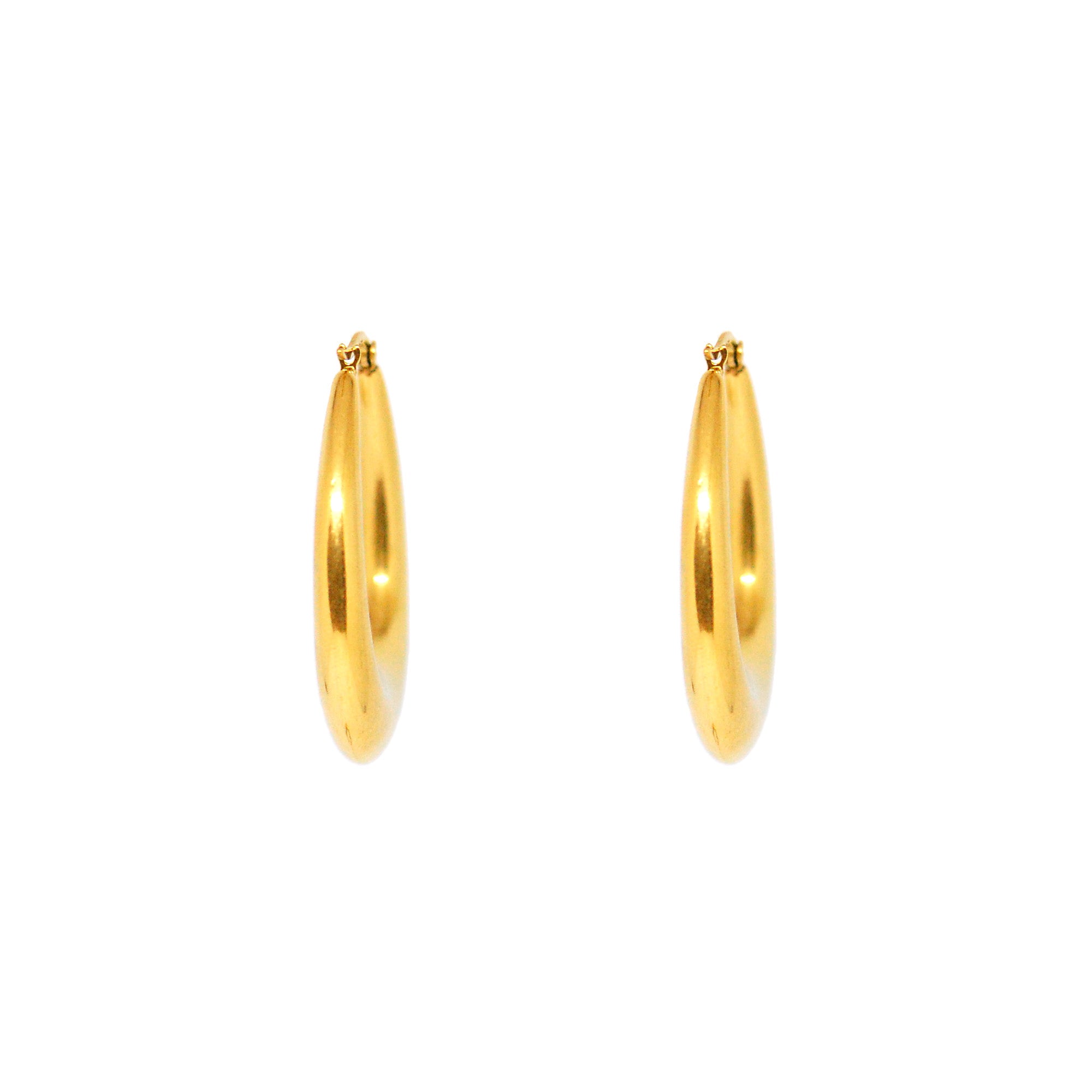 ESE 7637: Gold-Plated XL Elongated Chunky Teardrop Outline Earrings