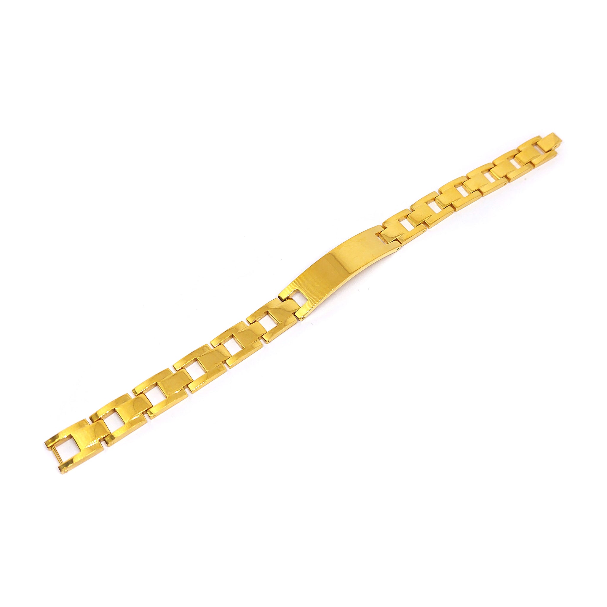 ESBL 7979: All Gold Thick Large ID Nameplate H-Link Chain Blet