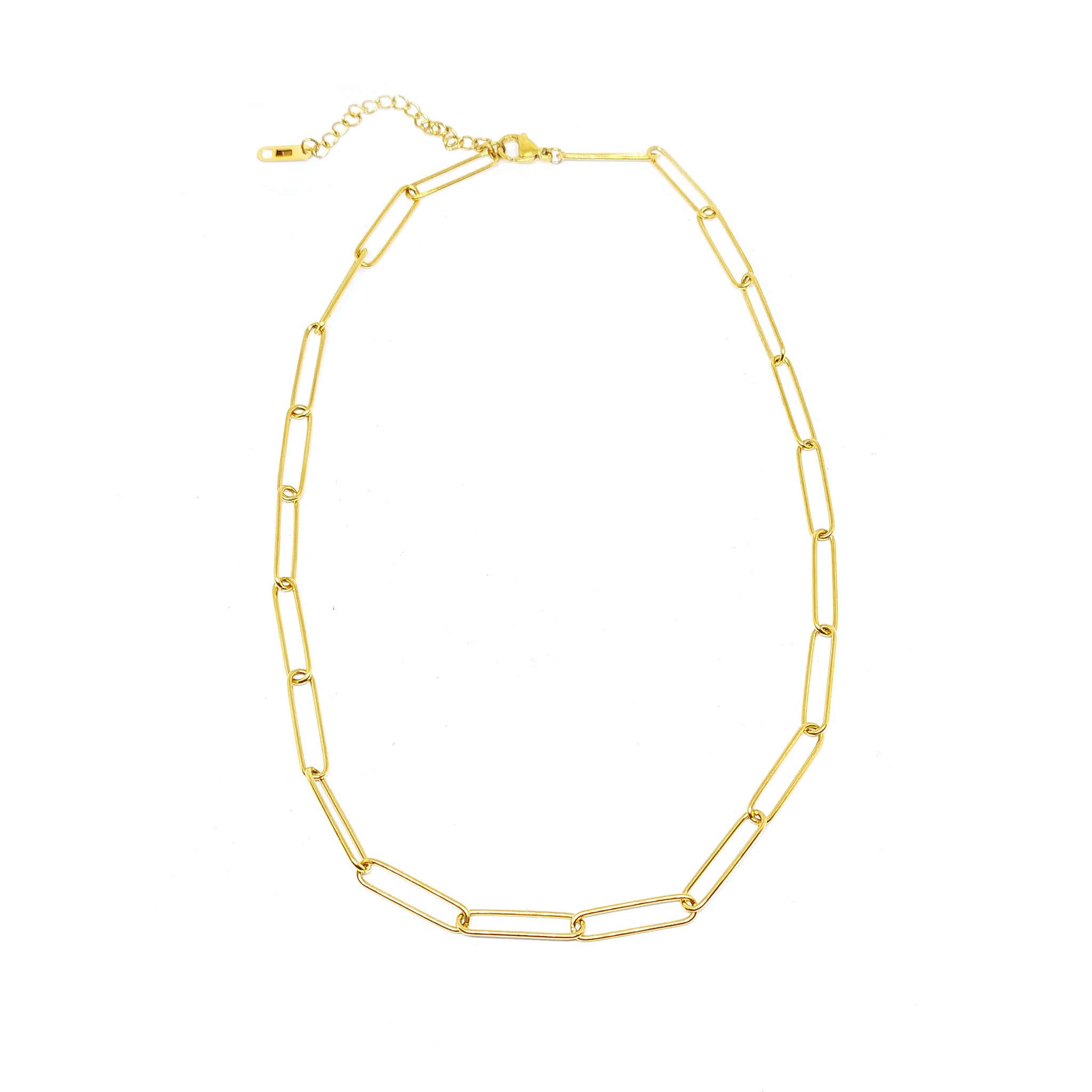 ESN 7983: Delicate All IPG Long Paper Clip Necklace (18"+2"Ch)