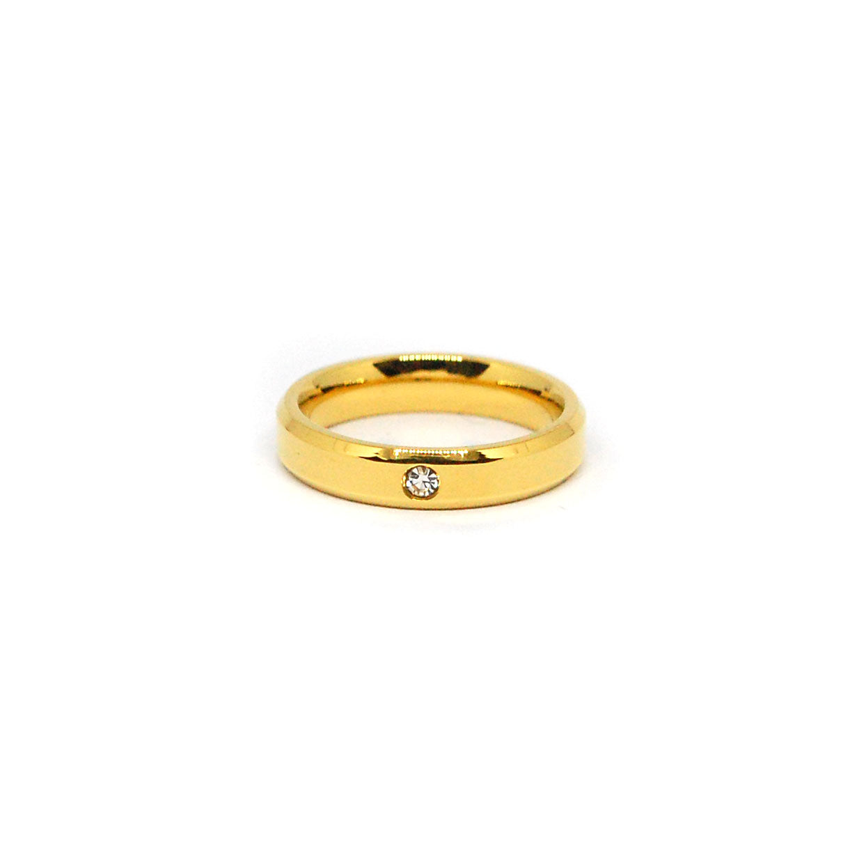 ESR 7862: Goldie IPG Glossy 4mm Flat CF Ring w/ 1 Cz Ctr
