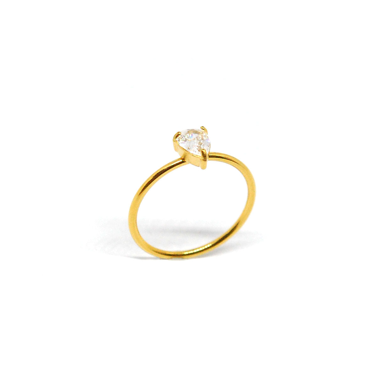 ESR 7864: Terry Gold-Plated TearDrop Cz Solitaire Ring