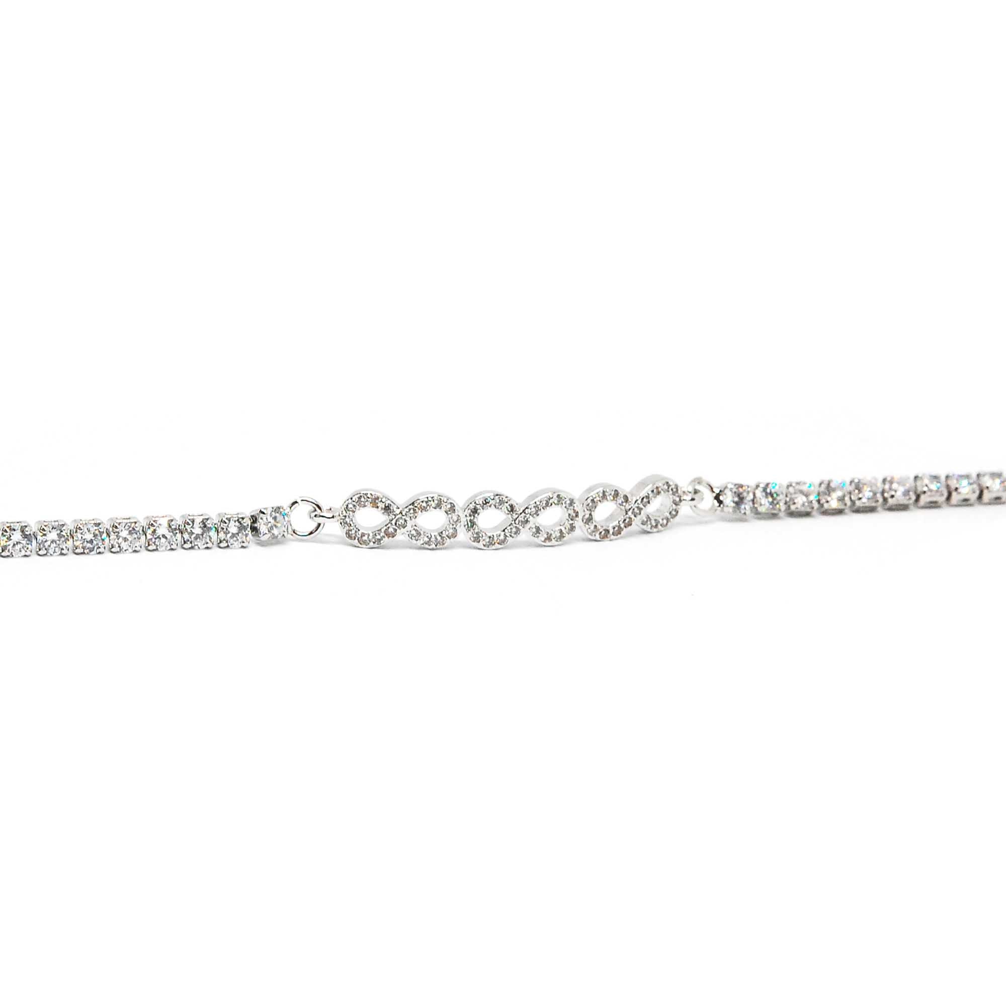 ESBL 6156: S/S 3-Infinity Cz Studded Eternity Bracelet