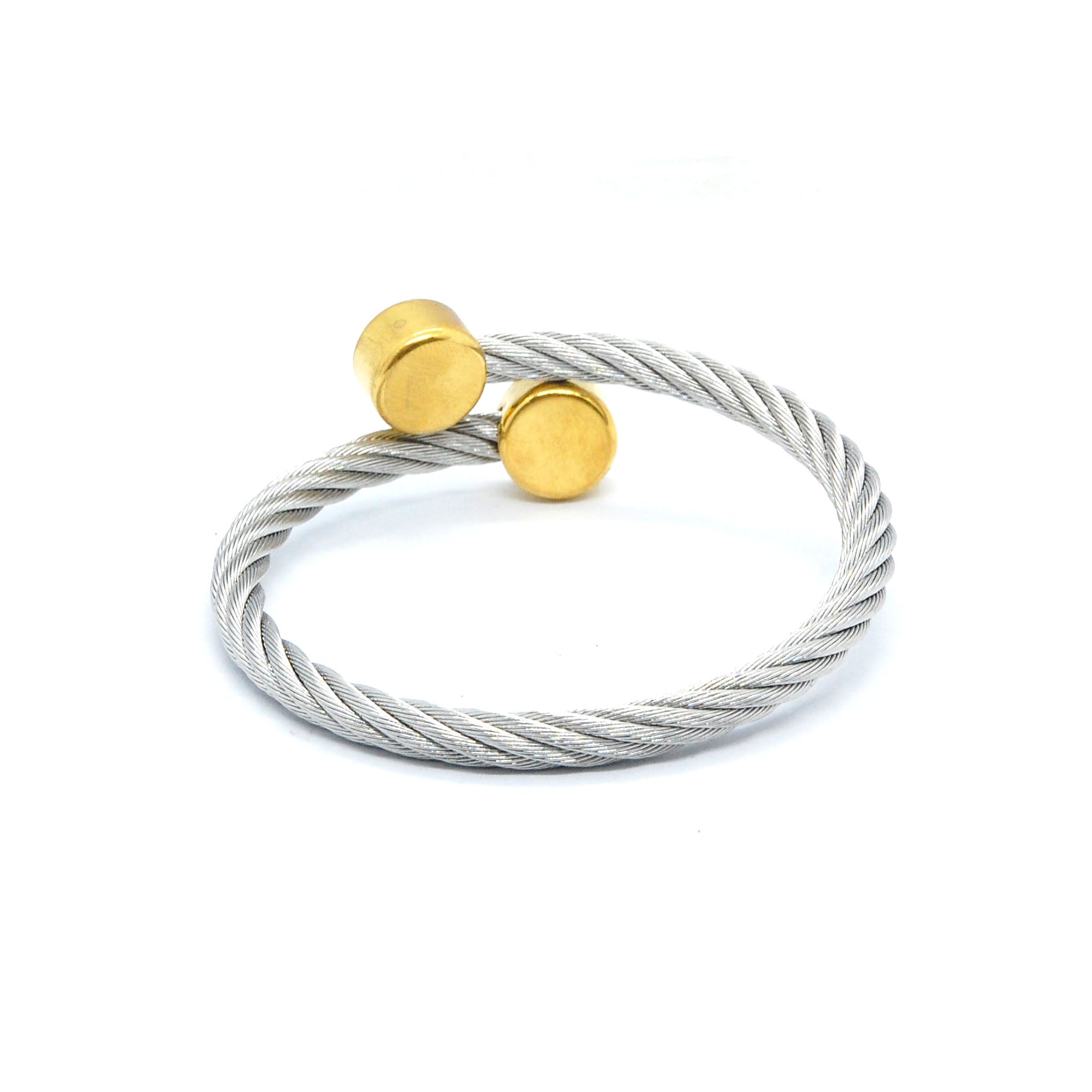 ESBG 7855: Twisted Charriol Bangle w/ Gold Plated Circle Ends
