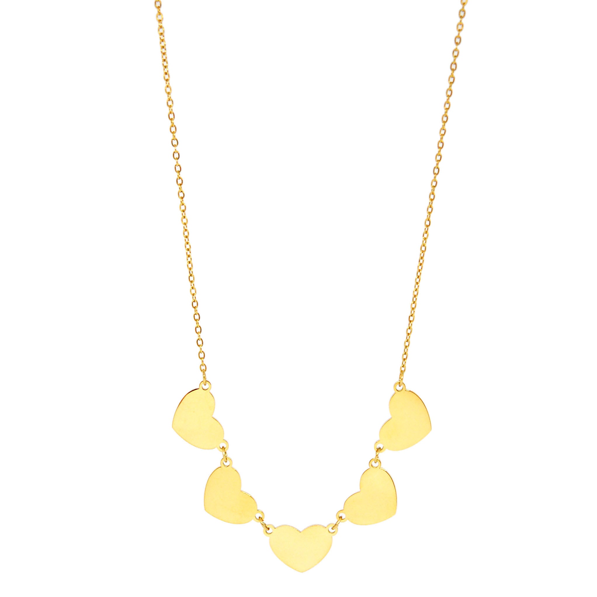 SET 7624: Gold-Plated 4-Flat Heart Necklace & IPG Flat Heart Earrings Set