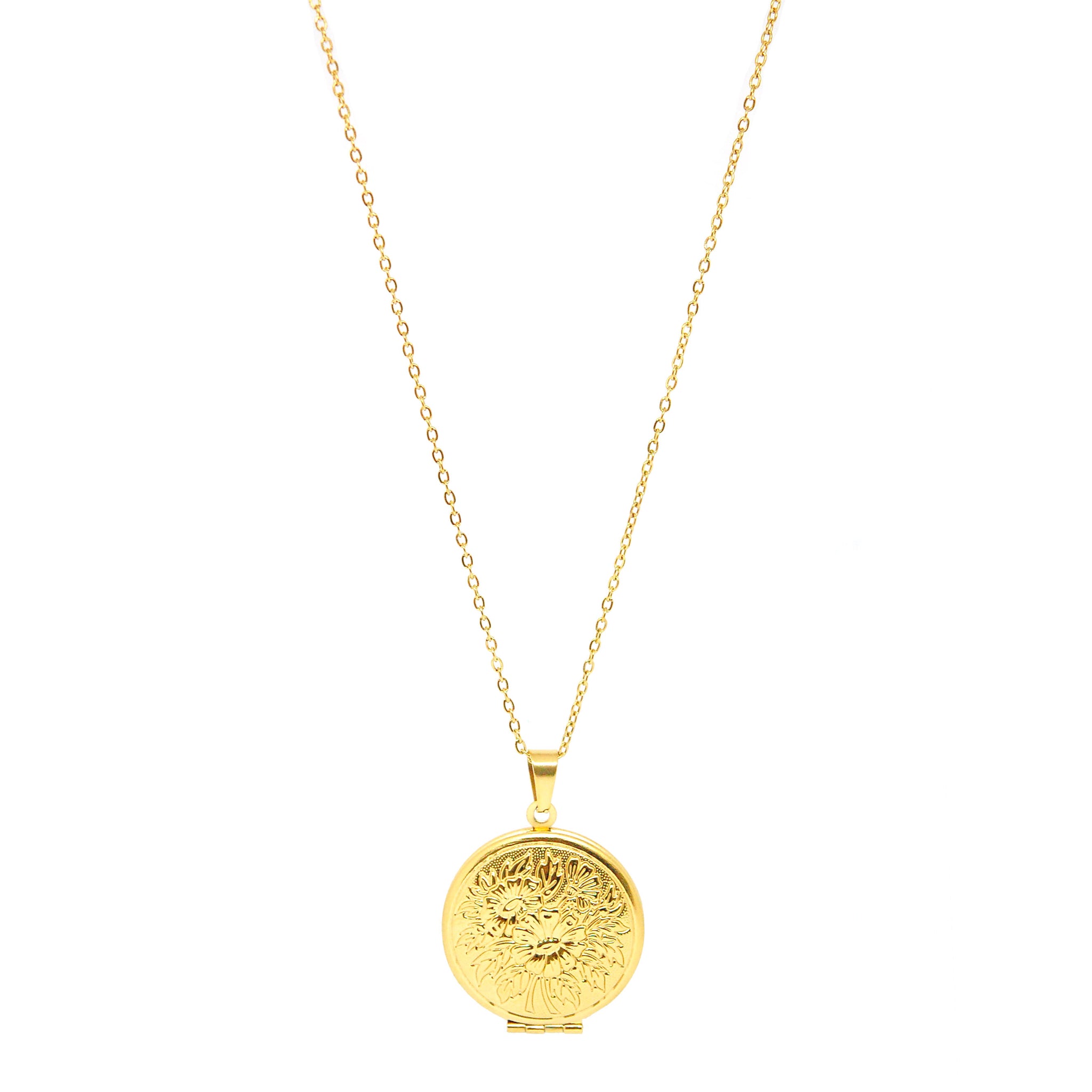 ESN 7634: All IPG 27mm Open-Able European Circle Locket Necklace