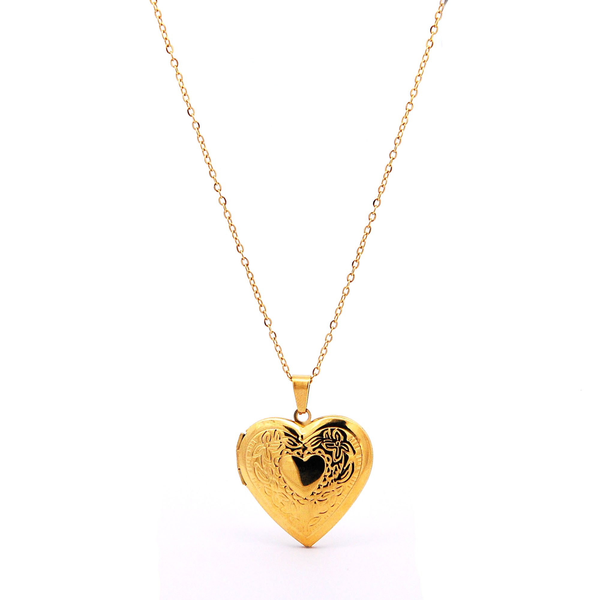 ESN 7657: All IPG XL Decorated Secret Heart Locket Necklace (27mm)