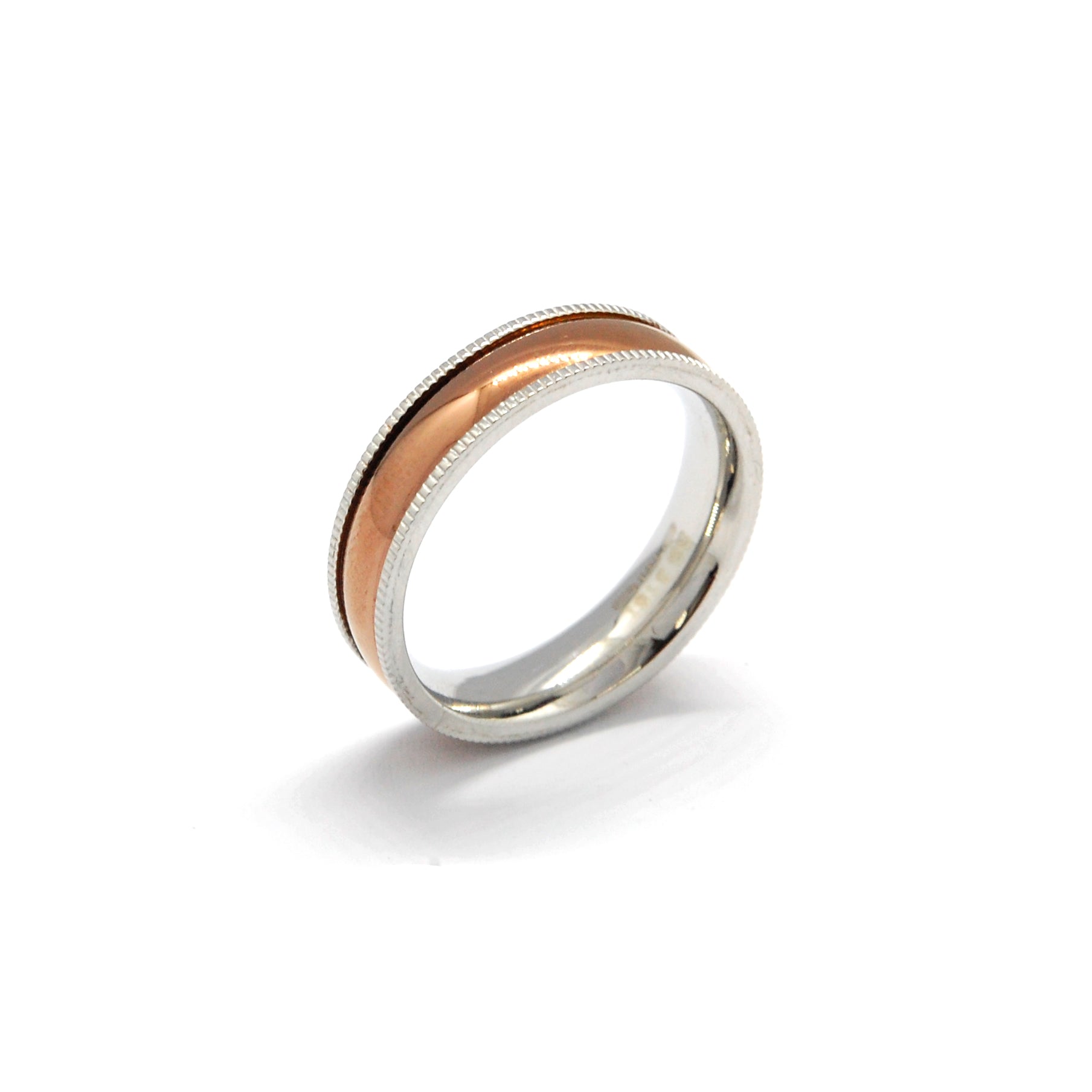 ESR 4623: Abbie Rose Gold Glossy Ring w/ Side Milgrain