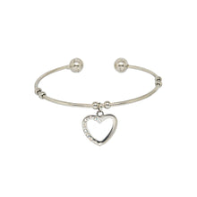 ESBG 5509: Hard Bangle w/ 2 Ball Ends w/ Heart Outline & 10Czs