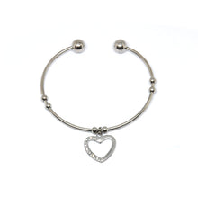 ESBG 5509: Hard Bangle w/ 2 Ball Ends w/ Heart Outline & 10Czs