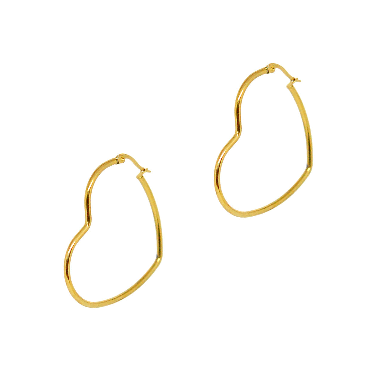 ESE 7376: Gold Plated Rounded Heart Outline Studs (43mm)