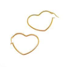 ESE 7376: Gold Plated Rounded Heart Outline Studs (43mm)