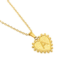 Gold-Plated Letter Accented Heart (18x20mm) Necklace w/ 18