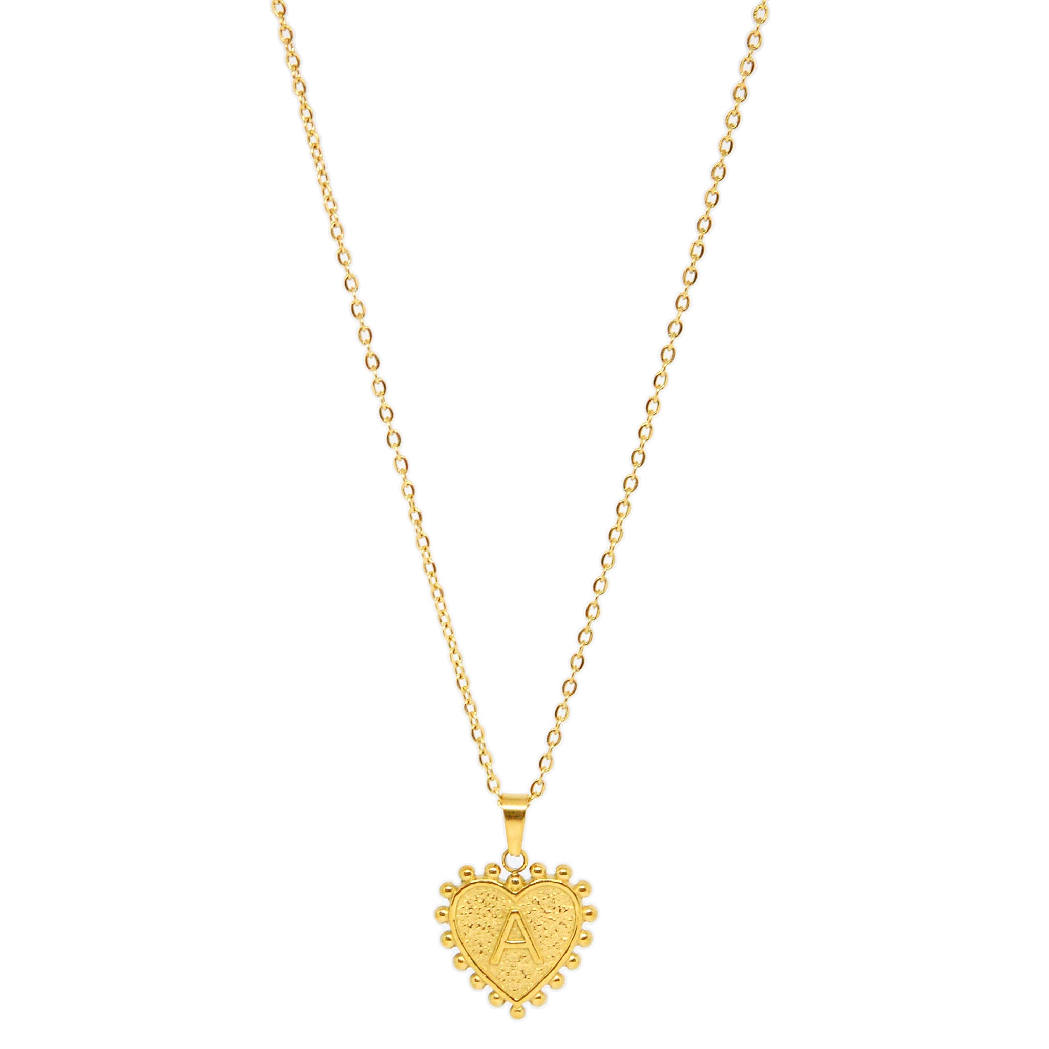 Gold-Plated Letter Accented Heart (18x20mm) Necklace w/ 18" Chain