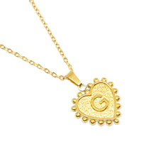 Gold-Plated Letter Accented Heart (18x20mm) Necklace w/ 18