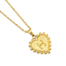 Gold-Plated Letter Accented Heart (18x20mm) Necklace w/ 18