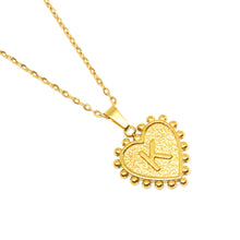 Gold-Plated Letter Accented Heart (18x20mm) Necklace w/ 18