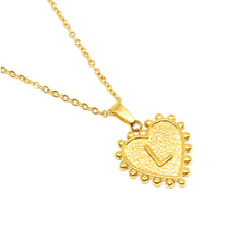 Gold-Plated Letter Accented Heart (18x20mm) Necklace w/ 18