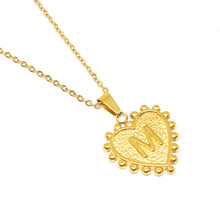Gold-Plated Letter Accented Heart (18x20mm) Necklace w/ 18