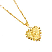Gold-Plated Letter Accented Heart (18x20mm) Necklace w/ 18