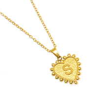 Gold-Plated Letter Accented Heart (18x20mm) Necklace w/ 18