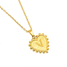 Gold-Plated Letter Accented Heart (18x20mm) Necklace w/ 18