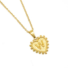 Gold-Plated Letter Accented Heart (18x20mm) Necklace w/ 18