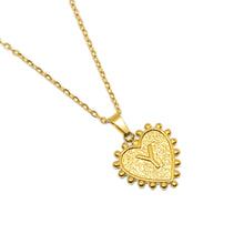 Gold-Plated Letter Accented Heart (18x20mm) Necklace w/ 18