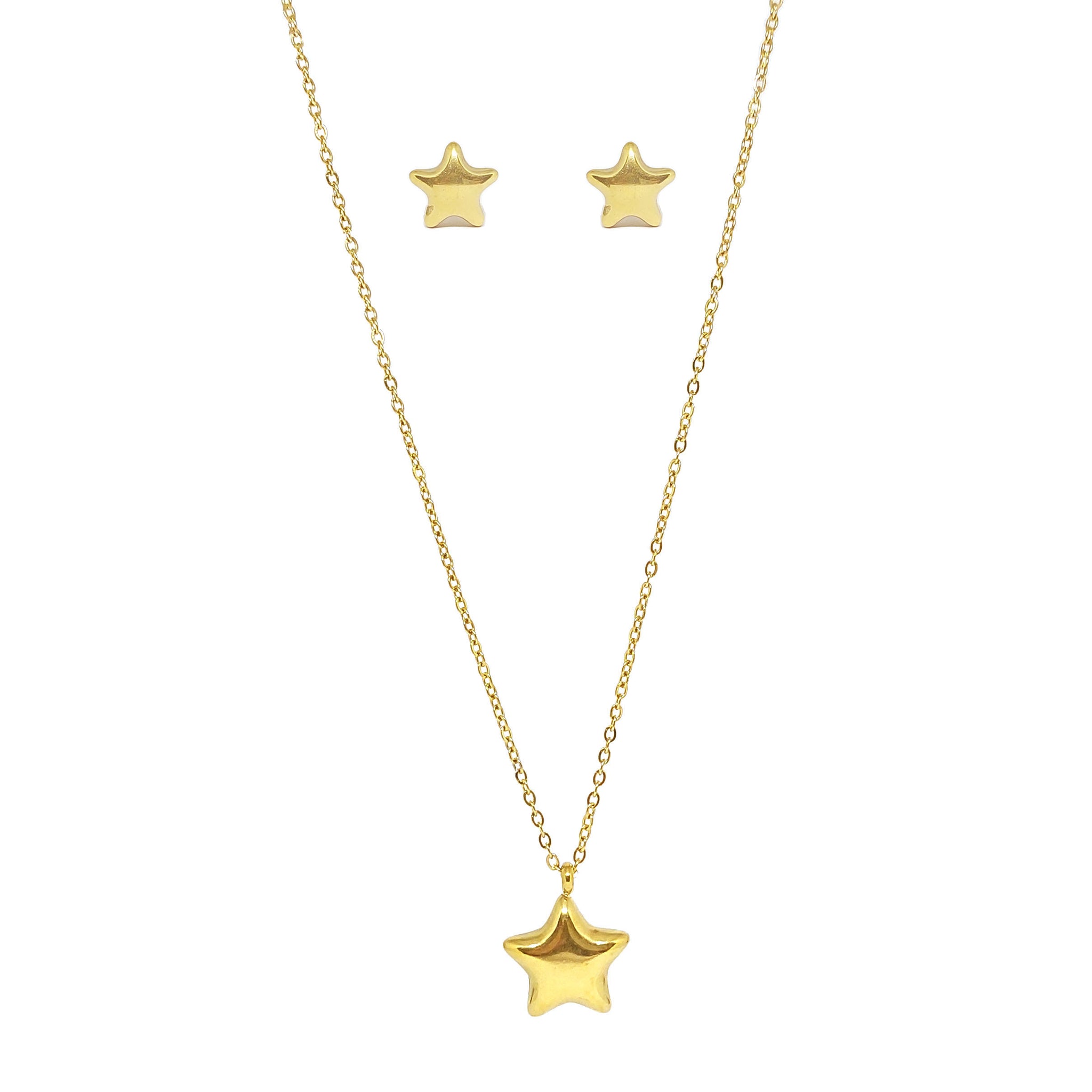 SET 7617: Solid Gold Plated Twinkle Star Set