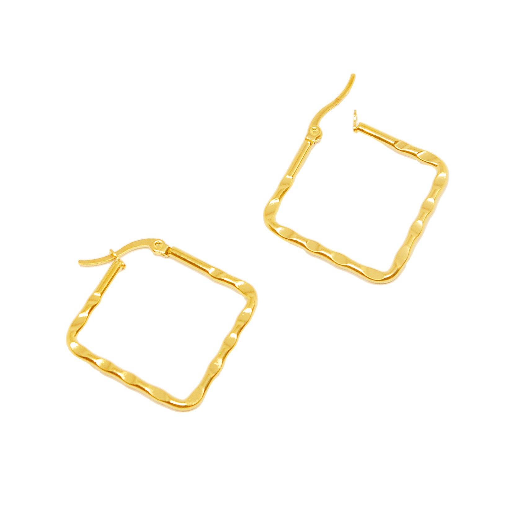 ESE 7636: Gold Plated 34mm Twisted Square Outline Earrings