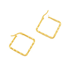 ESE 7636: Gold Plated 34mm Twisted Square Outline Earrings