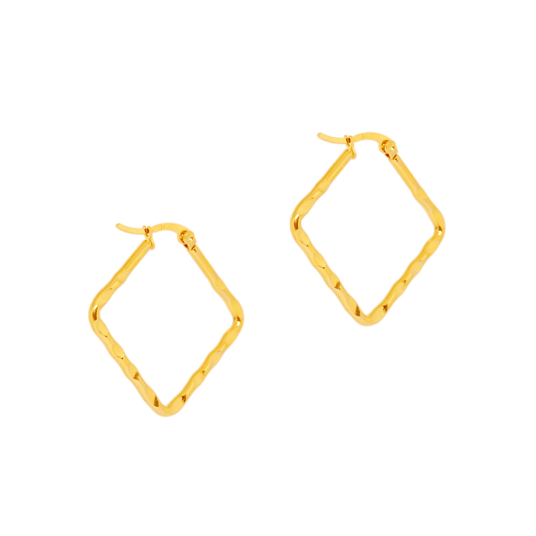 ESE 7636: Gold Plated 34mm Twisted Square Outline Earrings