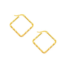 ESE 7636: Gold Plated 34mm Twisted Square Outline Earrings