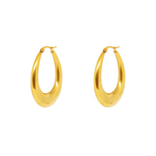 ESE 7637: Gold-Plated XL Elongated Chunky Teardrop Outline Earrings