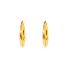 ESE 7637: Gold-Plated XL Elongated Chunky Teardrop Outline Earrings
