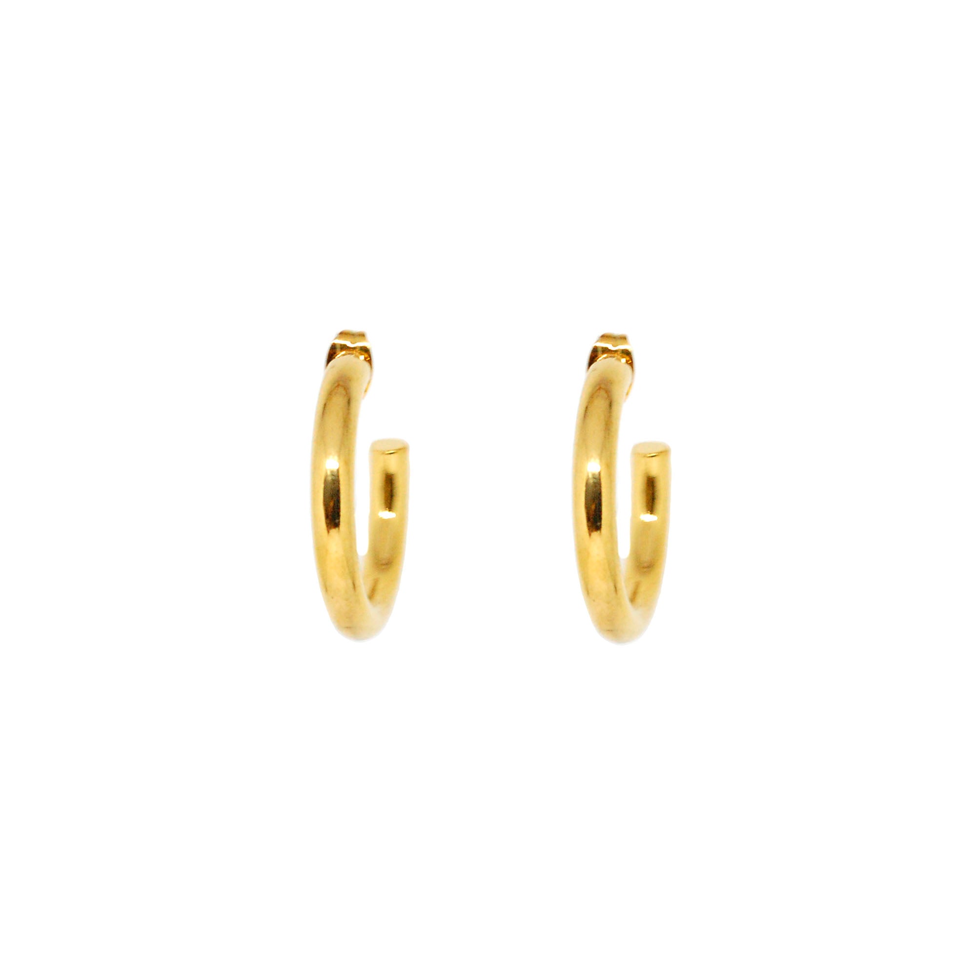 ESE 7653: Gold Plated 4mm Semi Hoop Earrings (25mm)