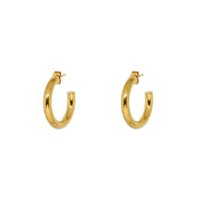 ESE 7653: Gold Plated 4mm Semi Hoop Earrings (25mm)