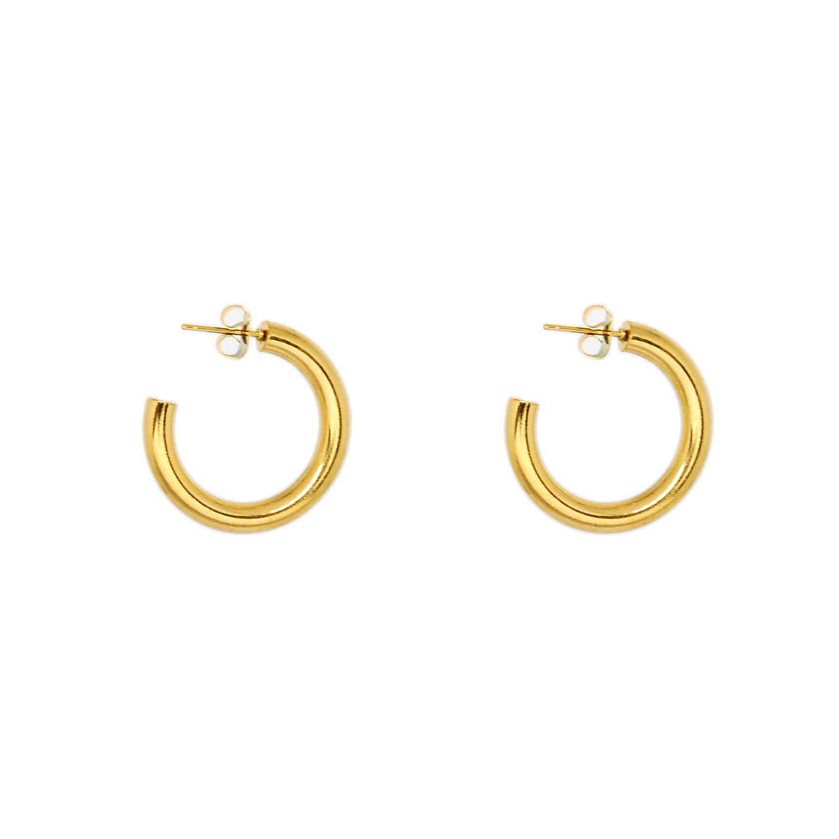 ESE 7653: Gold Plated 4mm Semi Hoop Earrings (25mm)