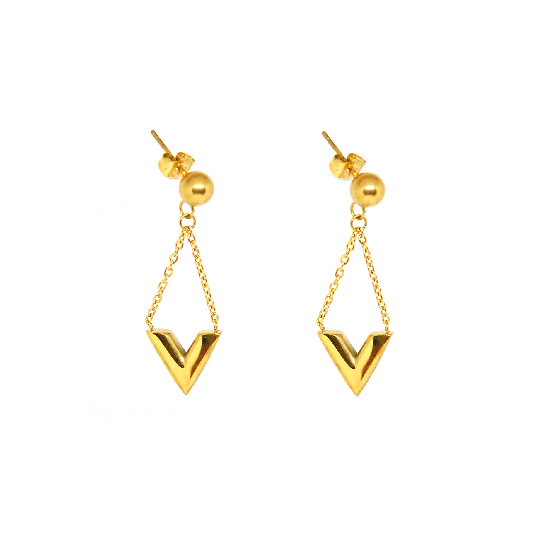 ESE 7694: All IPG Balls & Dangling V-Accent Earrings
