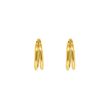 ESE 7704: Gold Plated Elongated 2-Lined Hook Earrings