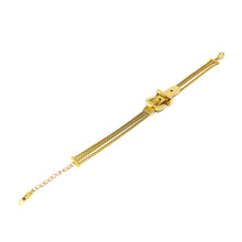 ESBL 7834: Gold-Plated Belt Three Bar Chain Bracelet