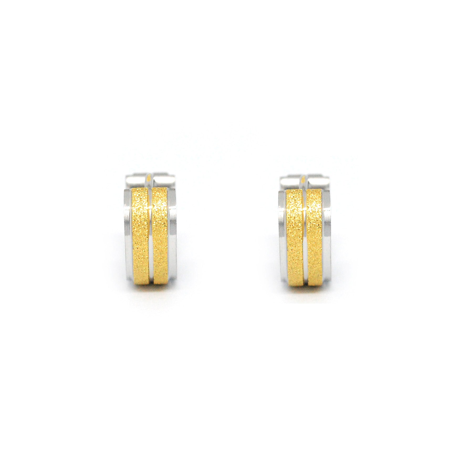 ESE 7867: 2-Lined IPG SB Creollas w/ SS Edges Earrings