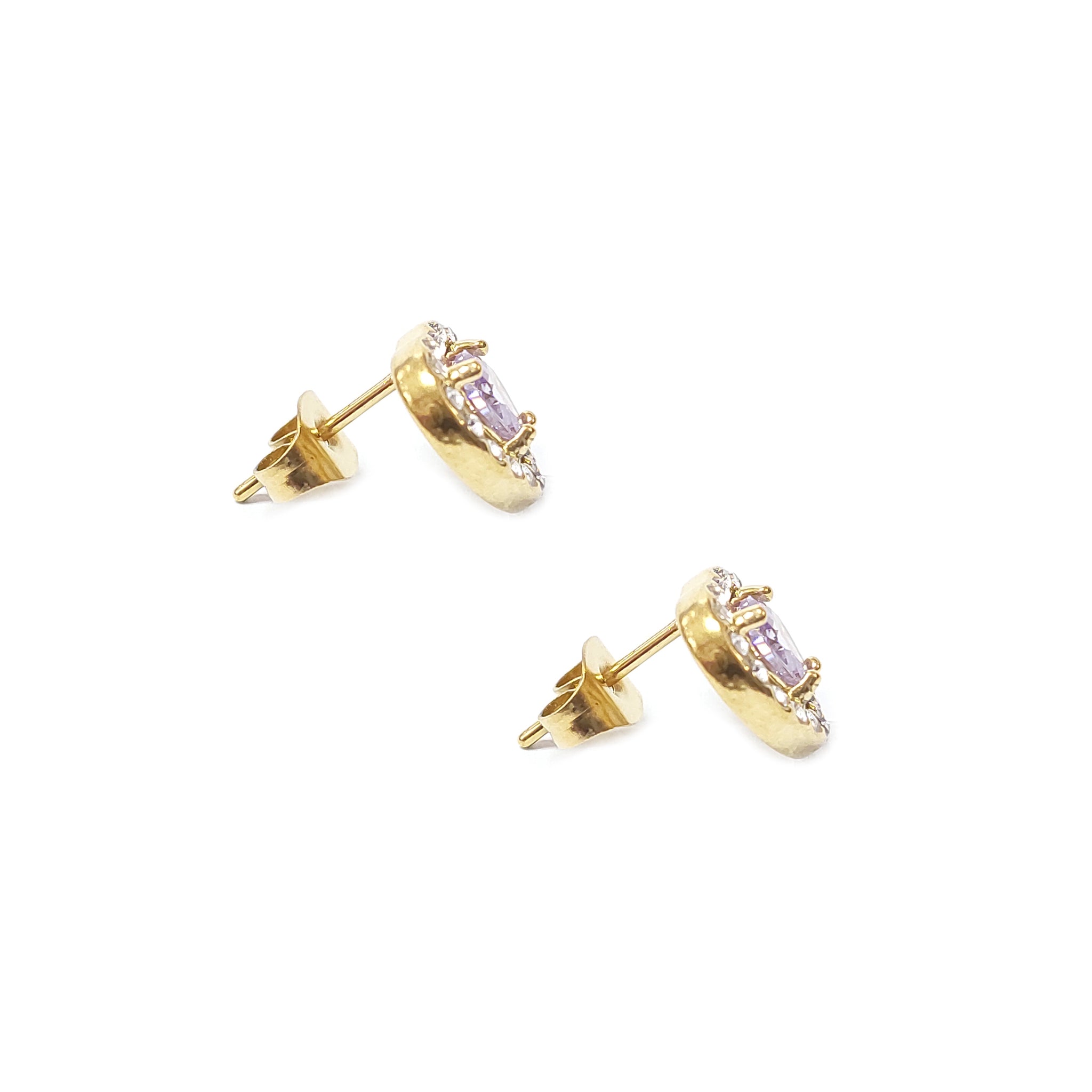 ESE 7928: All IPG Enclosed Cz-Studded Light Purple Heart Cz Earrings