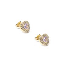 ESE 7928: All IPG Enclosed Cz-Studded Light Purple Heart Cz Earrings