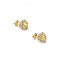 ESE 7930: Enclosed Cz-Studded Ruby Red Heart Cz Earrings