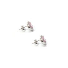 ESE 7931: Enclosed Cz-Studded Baby Pink Heart Cz Earrings