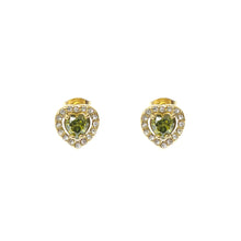 ESE 7932: All IPG Enclosed Cz-Studded Light Emerald Heart Cz Earrings