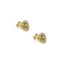 ESE 7932: All IPG Enclosed Cz-Studded Light Emerald Heart Cz Earrings