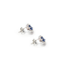 ESE 7934: Enclosed Cz-Studded Sapphire Blue Heart Cz Earrings