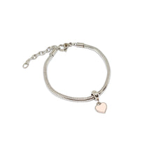 ESBL 7937: Adjustable Steel Bracelet w/ Pink Heart Charm