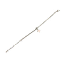 ESBL 7937: Adjustable Steel Bracelet w/ Pink Heart Charm